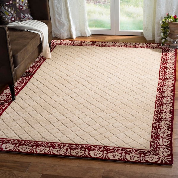 Total Performance 4 ft. x 6 ft. Red Diamond Border Area Rug