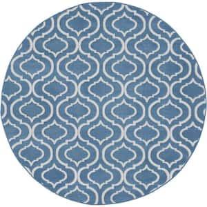 Gray 5 ft. Round Moroccan Power Loom Area Rug