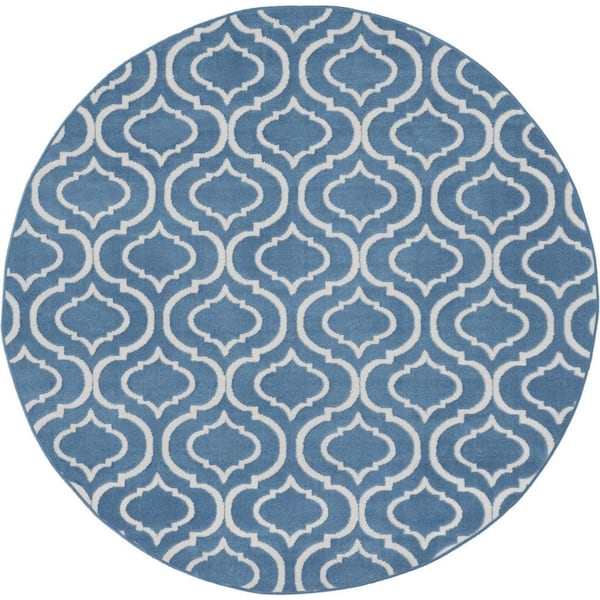 HomeRoots Gray 5 ft. Round Moroccan Power Loom Area Rug