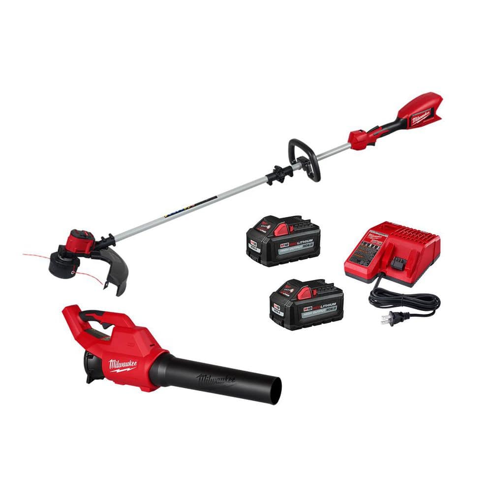 Milwaukee M18 Brushless 18V 16in. Cordless Battery Powered String Trimmer w/ M18 High Output 6.0 Ah Starter Kit, M18 Blower