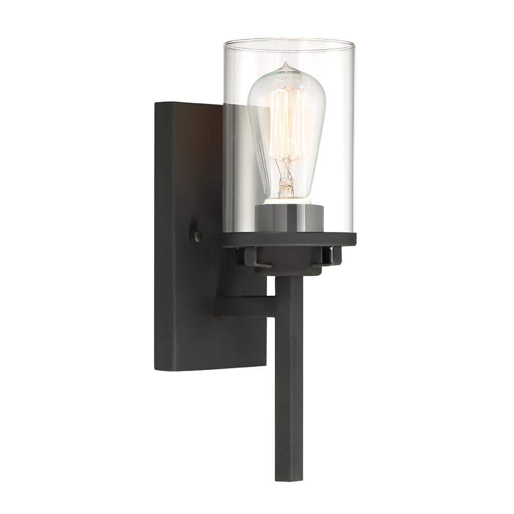 Jedrek Transitional Black Steel Dimmable Wall Sconce