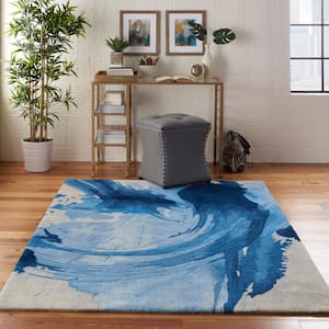 Symmetry Blue/Ivory 5 ft. x 8 ft. Abstract Contemporary Area Rug