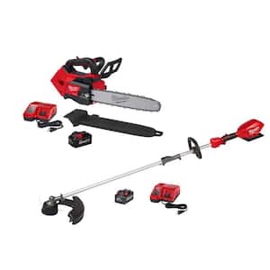M18 FUEL 14 in. Top Handle 18V Lithium-Ion Brushless Cordless Chainsaw w/String Trimmer, (2)8.0 Ah Battery/Charger