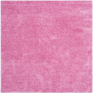 California Shag Pink 4 ft. x 4 ft. Square Solid Area Rug