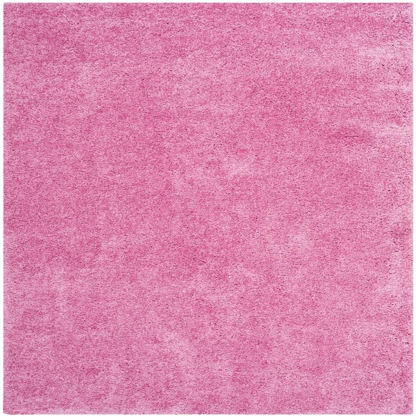SAFAVIEH California Shag Pink 4 ft. x 4 ft. Square Solid Area Rug