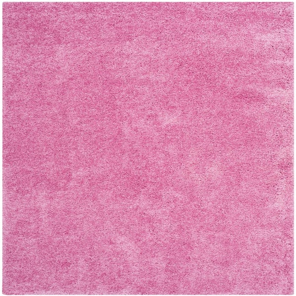 California Shag Pink 5 ft. x 5 ft. Square Solid Area Rug