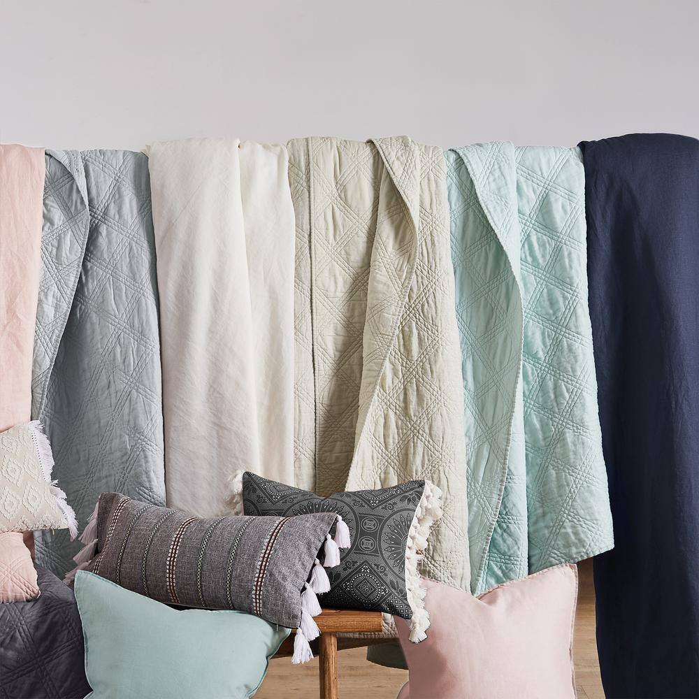 Navy Queen Washed Linen Duvet Cover Set
