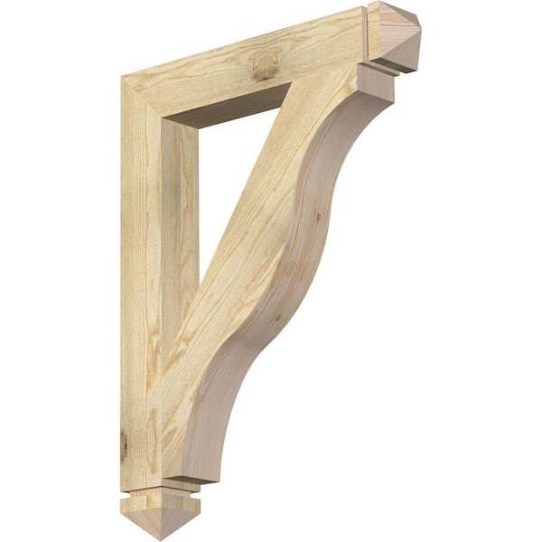 Ekena Millwork 4 in. x 34 in. x 26 in. Douglas Fir Funston Arts and Crafts Rough Sawn Bracket