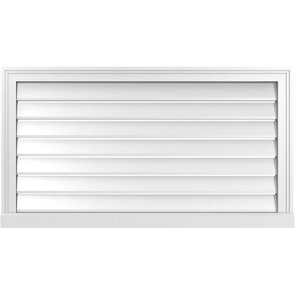 Ekena Millwork 40 in. x 22 in. Vertical Surface Mount PVC Gable Vent: Functional with Brickmould Sill Frame