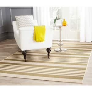 Courtyard Green/Beige Doormat 2 ft. x 4 ft. Striped Indoor/Outdoor Patio Area Rug