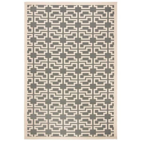 Courtyard Gray/Beige 2 ft. x 4 ft. Geometric Indoor/Outdoor Area Rug