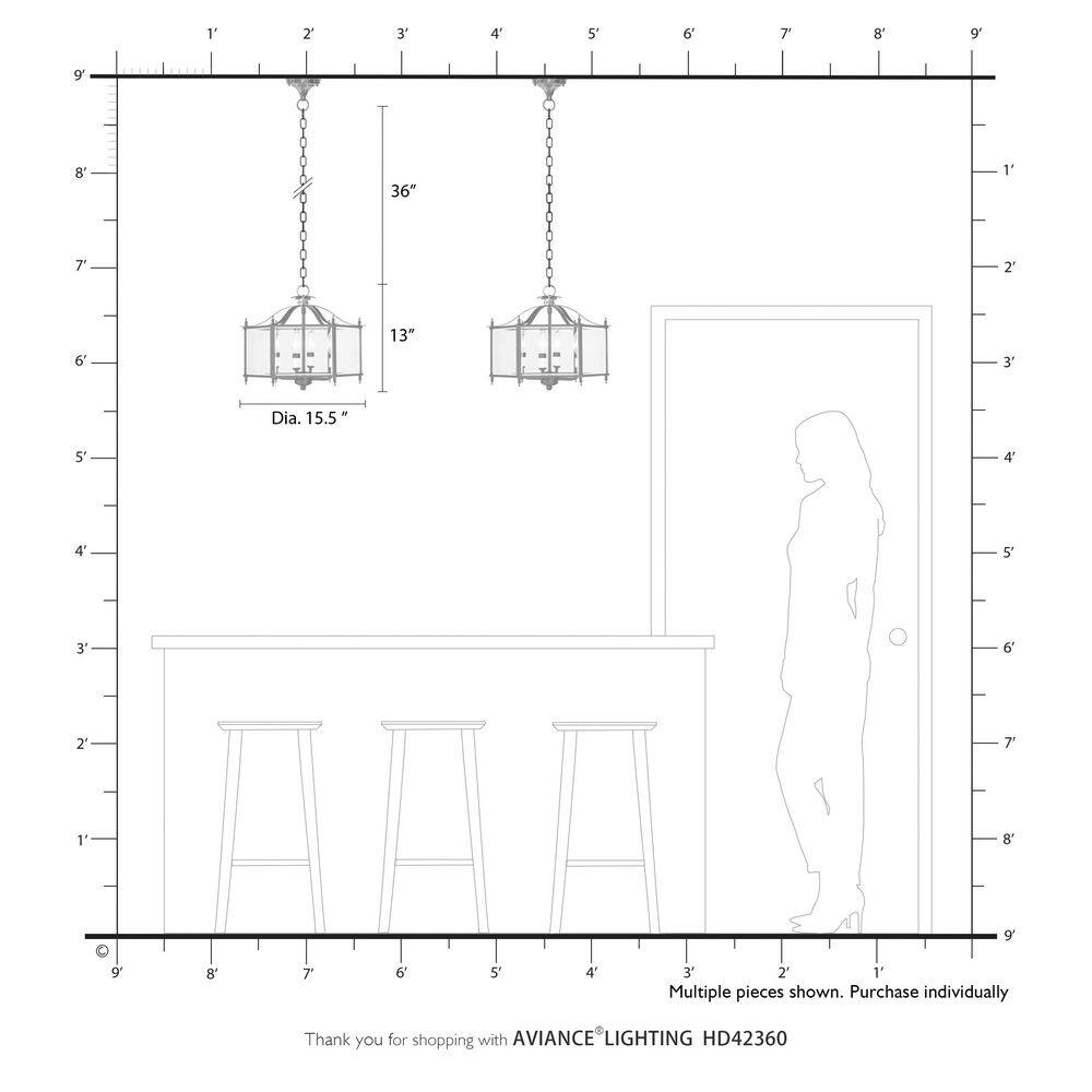 Livingston Polished Brass 4-Light Pendant with Clear Beveled Glass