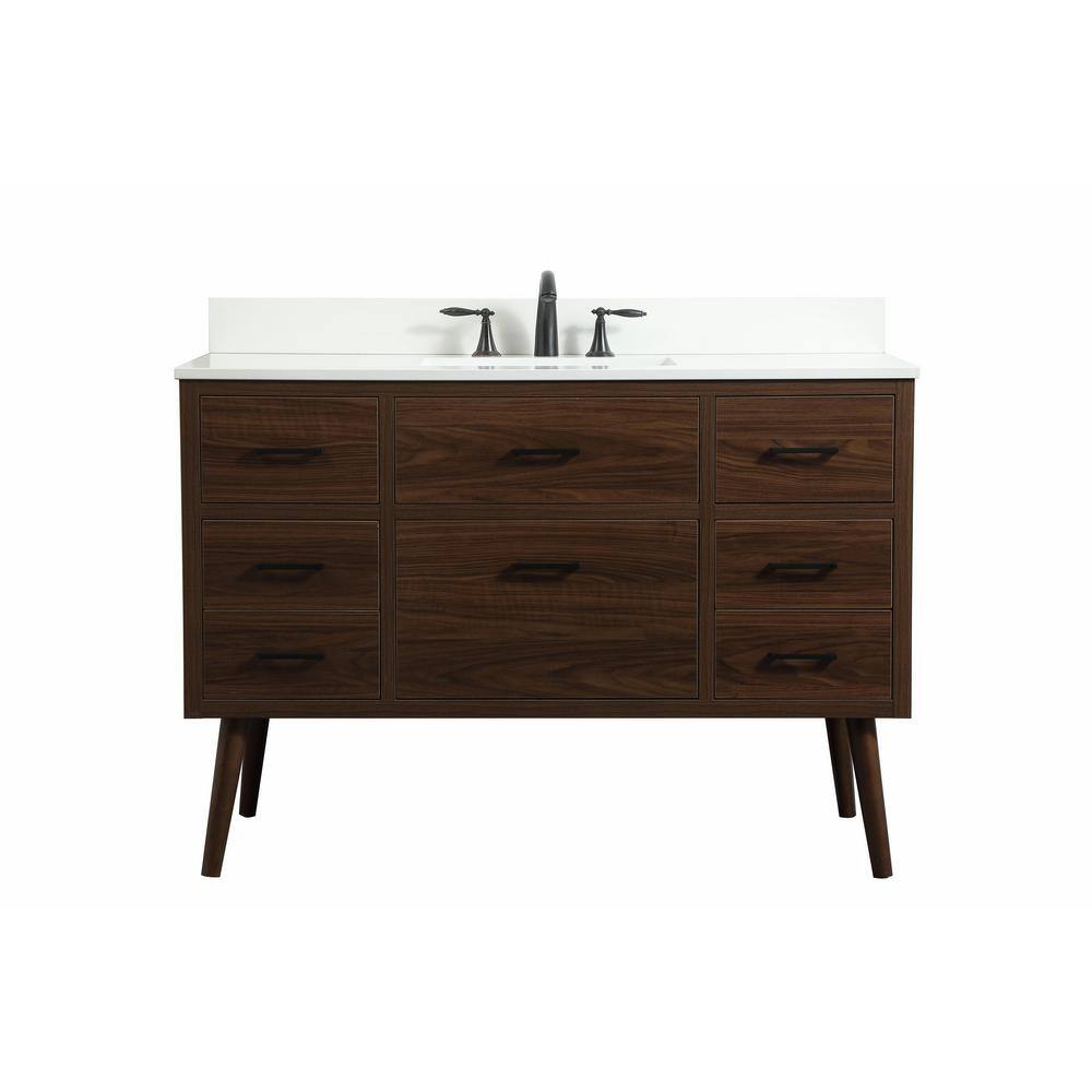 Simply Living 48 in. W x 22 in. D x 33.5 in. H Bath Vanity in Walnut with I