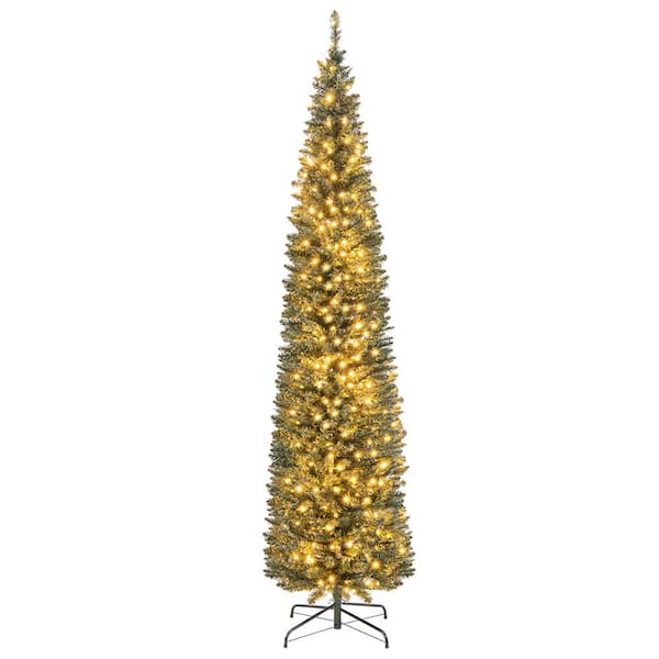8 ft. PreLit 300 LED Lights Pencil Christmas Tree with 591 Branch Tips Party