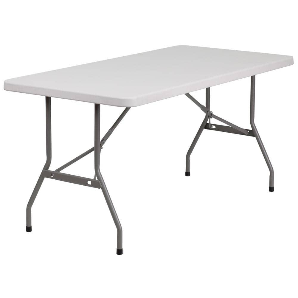 Carnegy Avenue 60 in. Granite White Plastic Tabletop Metal Frame ...