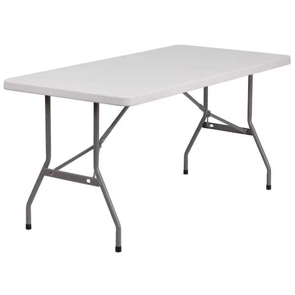 Carnegy Avenue 60 In Granite White Plastic Tabletop Metal Frame Folding Table Cga Rb 5833 Gr Hd 1796