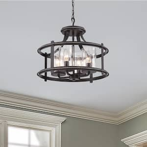 18 in. Palencia 4-Light Artisan Pardo Wash Interior Incandescent Ceiling Light Semi Flush Mount