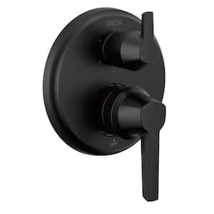 Galeon 2-Handle Wall Mount Diverter Trim Kit with 6-Setting Integrated in Matte Black (Valve Not Included)