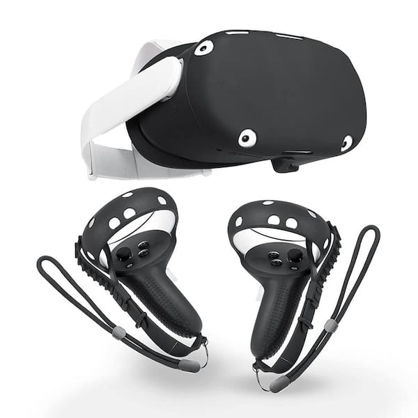 leder Smil Optimisme Wasserstein VR Game Gun Controller Grips, Face/Lens Cover and Wrist Straps  Adapter Set for Oculus Quest 2 Black (1-Pack) OQ2SiliconeSkinSetBlkUS - The  Home Depot