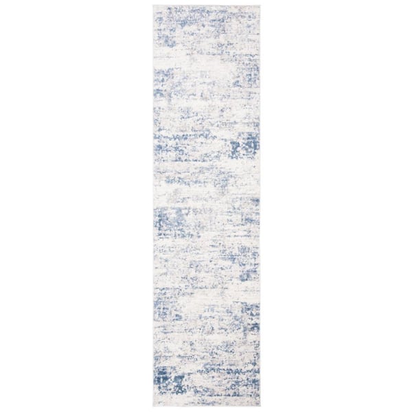 Amelia 2 ft. x 20 ft. Ivory/Blue Abstract Runner Rug