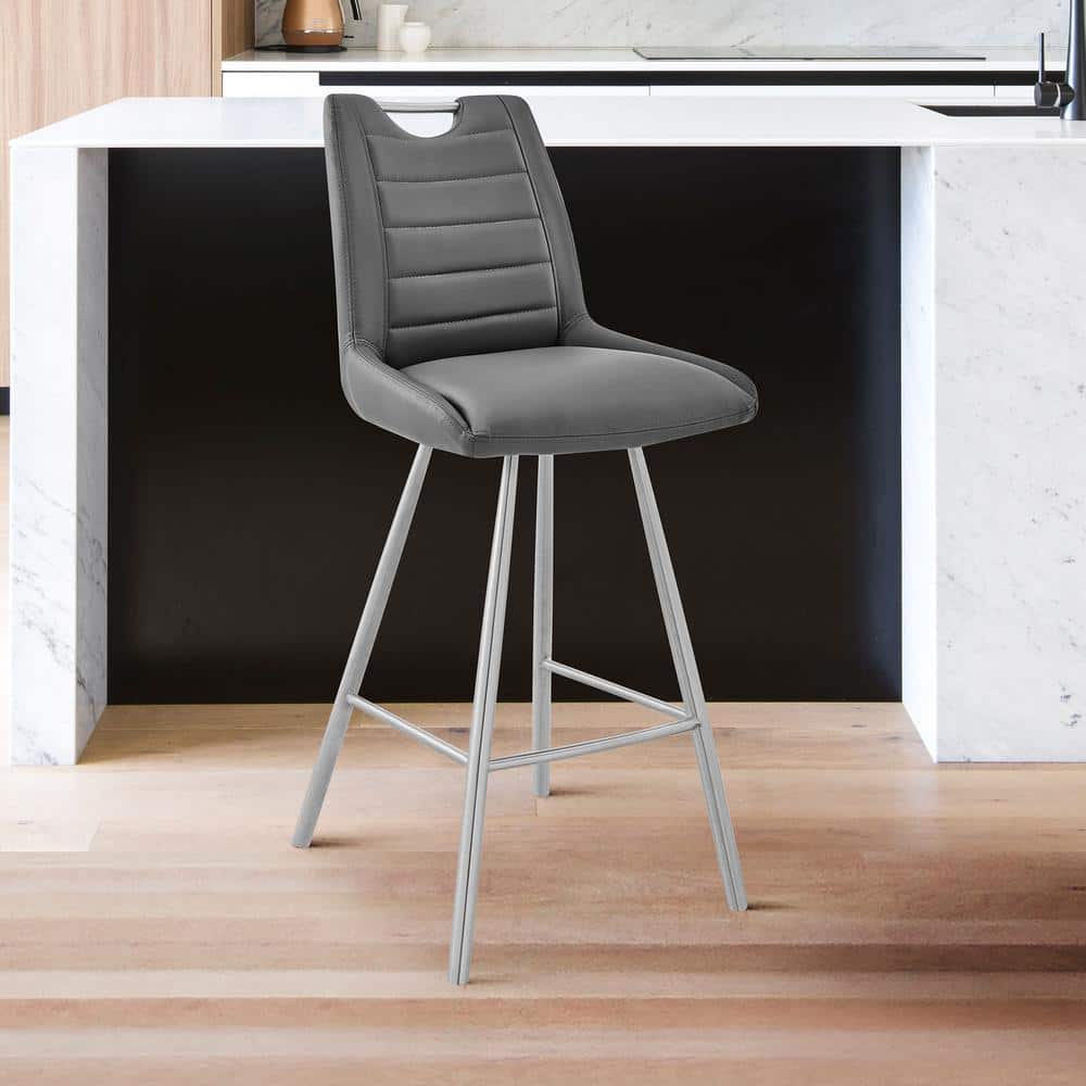 Gray Adjustable Swivel Metal Counter Stool