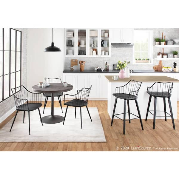 Lumisource Winston Black Metal And Black Solid Wood Farmhouse Dining Chair Ch Winston Bkbk The Home Depot