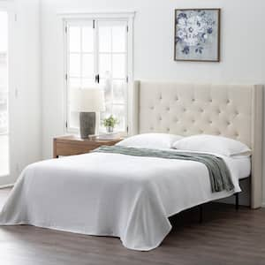 Eva Cream King Upholstered Wingback Headboard