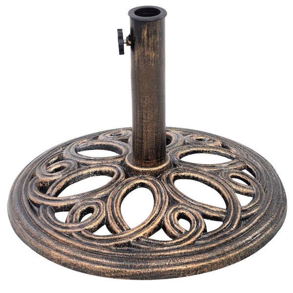CASAINC 23.6 lbs. Cast Iron Round Patio Umbrella Base in Bronze