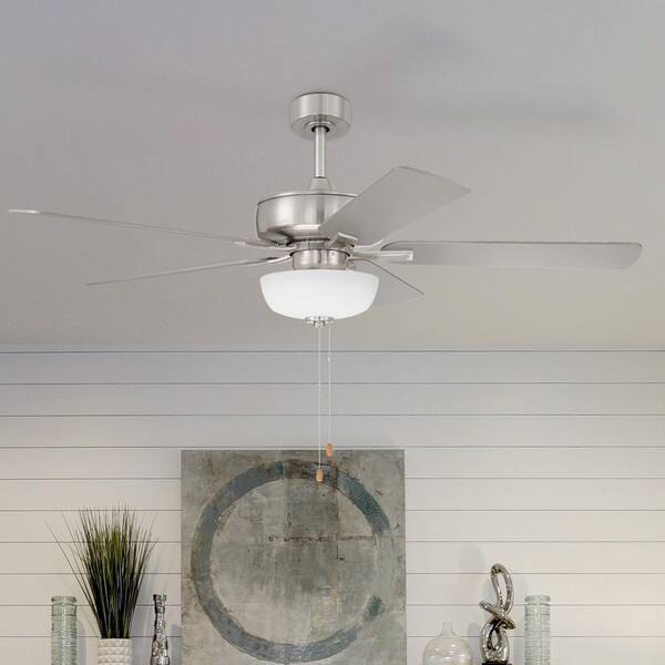 Designers Fountain - Gallant 52 in. Indoor/Covered Outdoor Brushed Nickel Standard Mount Ceiling Fan with Light Kit and Pull Chain Control