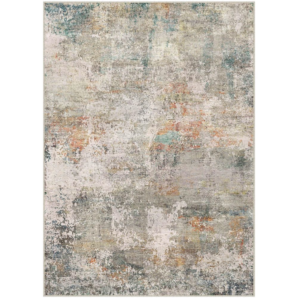 Roman Holiday Multicolor 5 ft. x 7 ft. Washable Modern Abstract Area Rug price history on PriceWatchPro