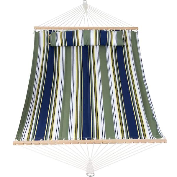 Atesun Double Hammock Quilted Fabric Swing with Spreader Bar, Detachable Pillow, 55" x 79" Large Hammock, Aqua