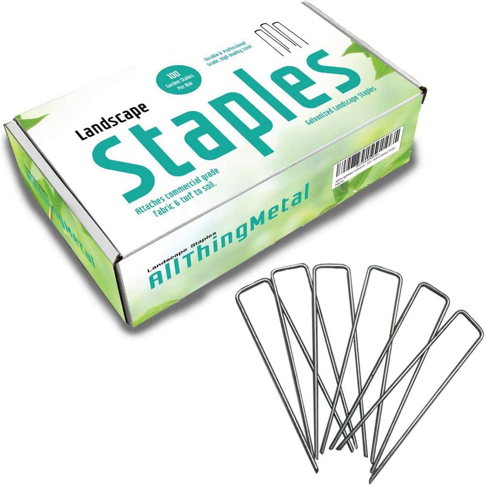 AllThingMetal 6 Inch Galvanized Steel Landscape Staples, 100 Pack