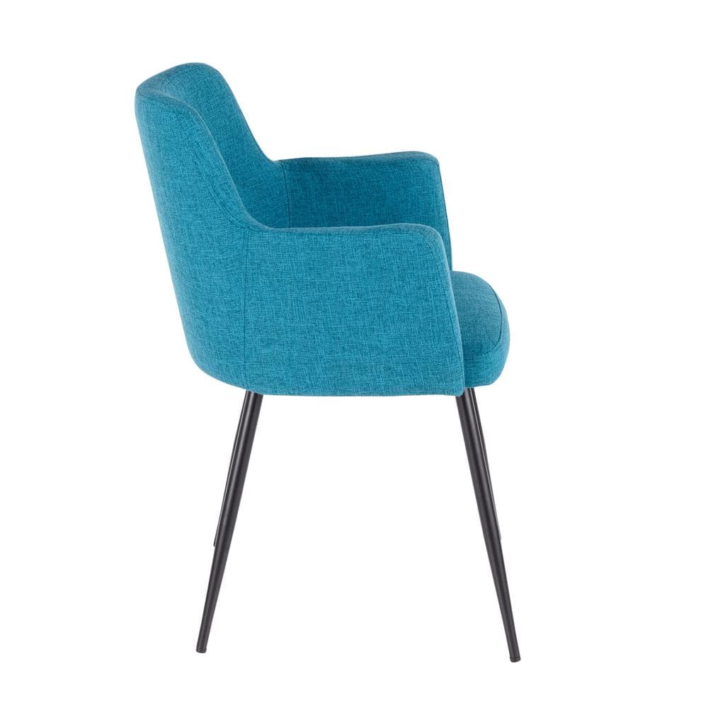 Teal & Black Contemporary Upholstered Side Chair with Metal Frame
