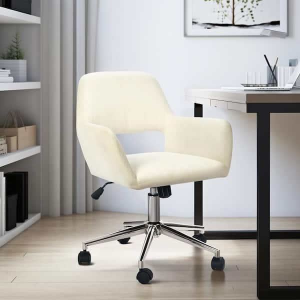 Homy Casa Ross Beige Modern Standard Fabric Upholstered Swivel Office Chair Ergonomic Task Chair with Arms and Tilt