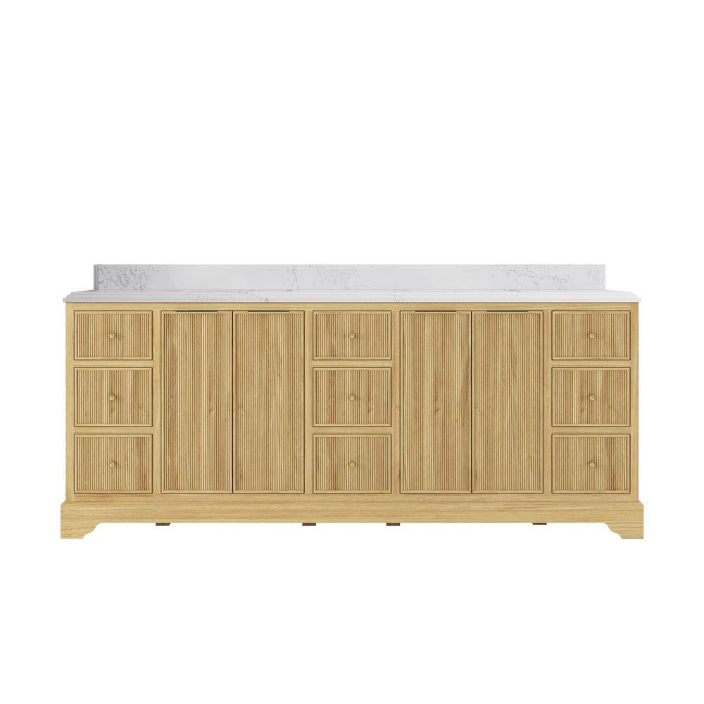 Austin Teak 84 in. W x 22 in. D x 36 in. H Double Sink Bath Vanity in Light Teak with 1.5 in. Empira Quartz Top price history on PriceWatchPro