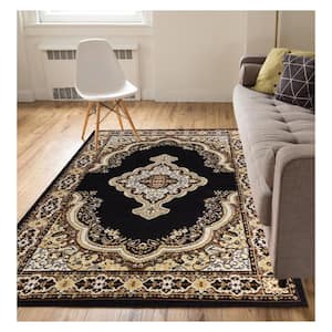 Miami Tehran Traditional Medallion Black 9 ft. x 13 ft. Area Rug