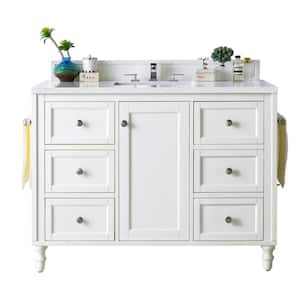 Copper Cove Encore 48 in. W x 23.5 in.D x 36.2 in. H Single Vanity in Bright White w/ Solid Surface Top in Arctic Fall