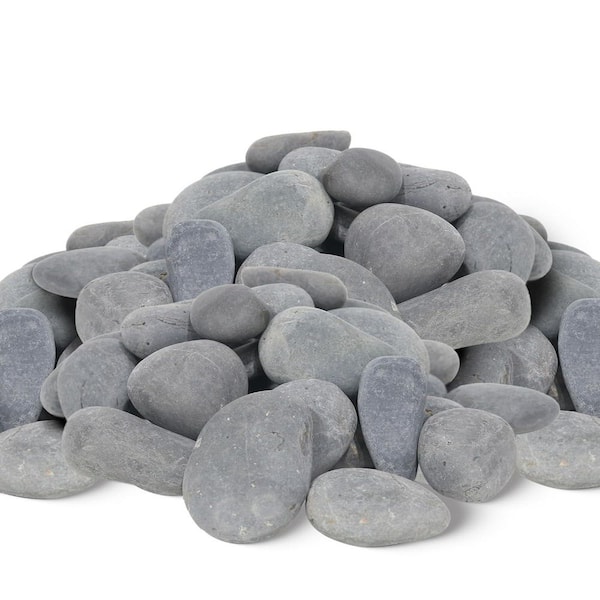 SenQWFa 45 lbs. 2-3 in. Mexican Beach Pebbles Gray Natural River Rocks for Garden and Landscape Design Pathways Backyard