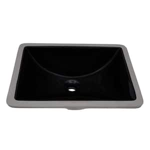 Krona 18 in. x 13 in . Rounded Corners Undermount Bathroom Sink in Black Rectangular Porcelain Ceramic