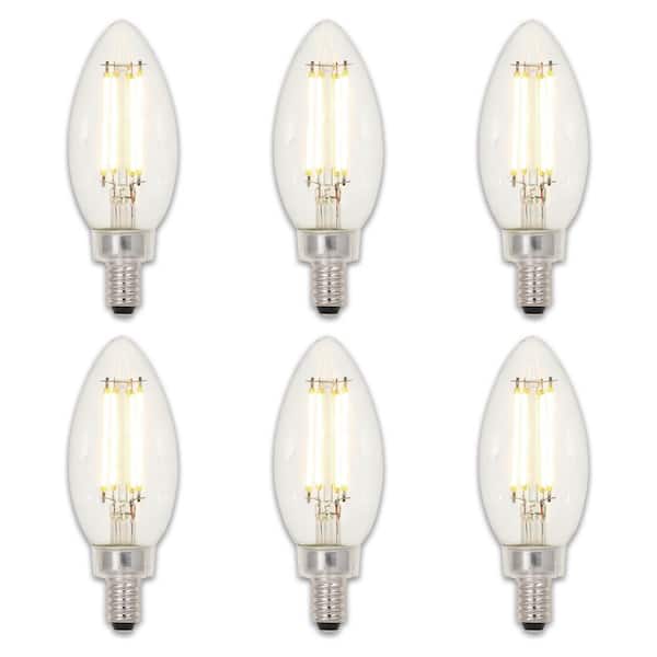 Westinghouse 60-Watt Equivalent B11 Dimmable Clear E12 Edison Filament LED Light Bulb 2700K (6-Pack)