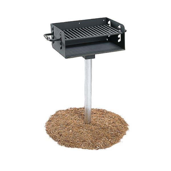 Ultra Play 3-1/2 in. Rotating Pedestal Commercial Park Charcoal Grill with Post in Black