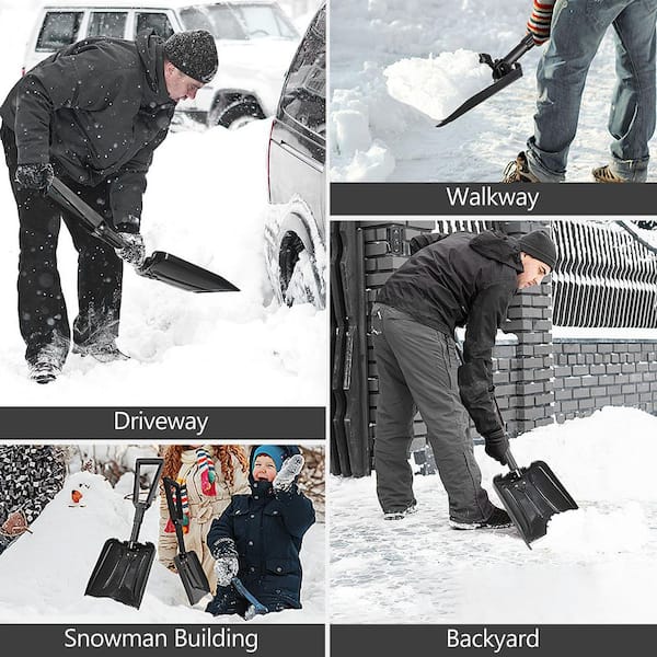 26 in. Polypropylene Handle Aluminum Blade Folding Snow Shovel for Car, Driveway, Camping and Emergency Use