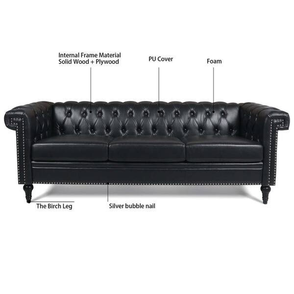 Harper & Bright Designs 83.5 in. W Flared Arm Faux Leather