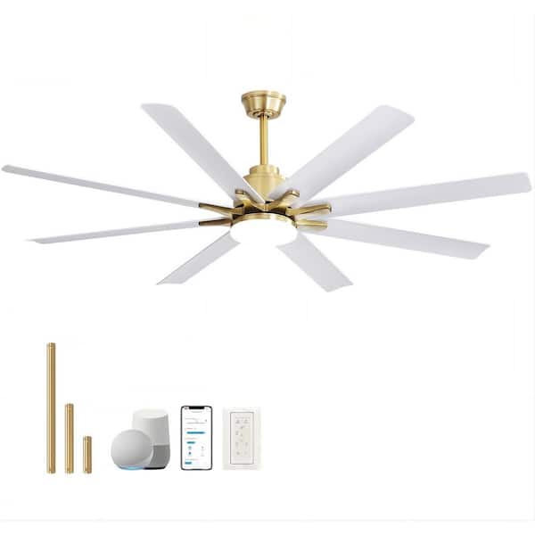 66 in. Smart Integrated LED Indoor/Outdoor Gold Ceiling Fan with Light Kit and Remote Control