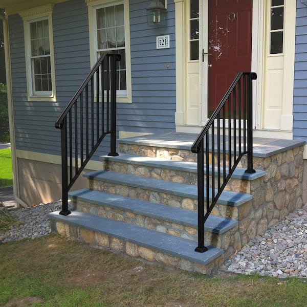 Transitional Handrail Stair Railing Fits 3-Step Iron Rail Kit