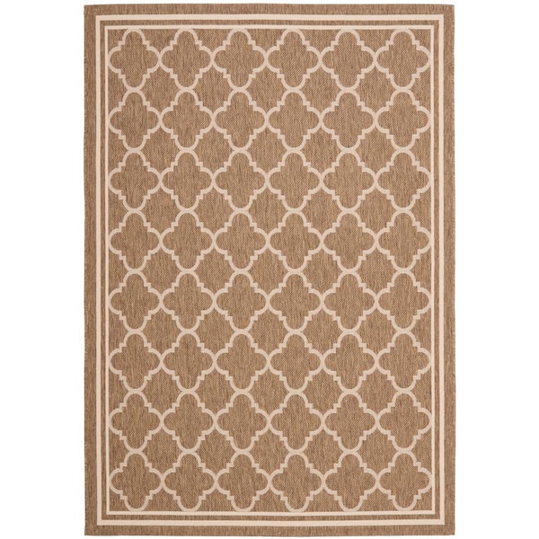 SAFAVIEH Courtyard Brown/Bone 8 ft. x 11 ft. Geometric Indoor/Outdoor Patio  Area Rug