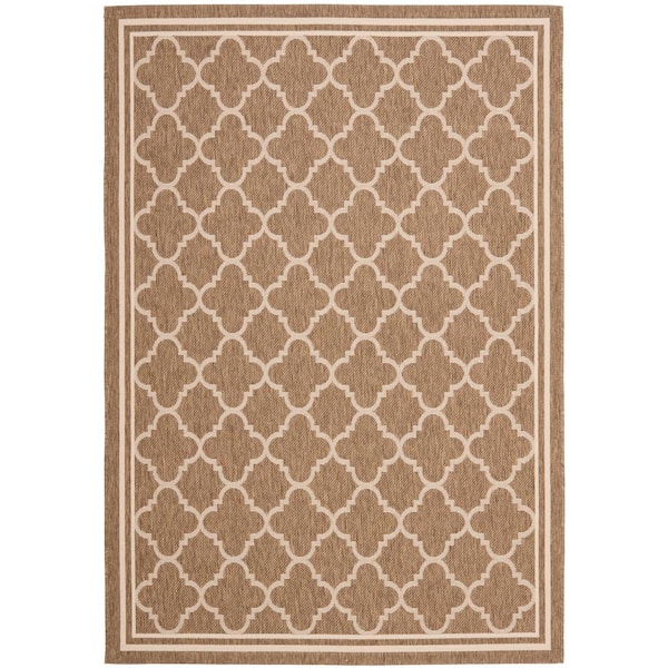 Courtyard Brown/Bone 8 ft. x 11 ft. Geometric Indoor/Outdoor Patio  Area Rug