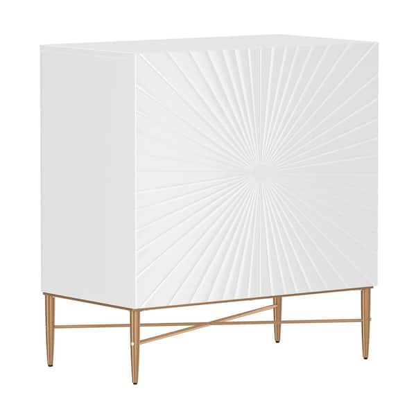 Boyel Living 32 in. H Vintage Wood White 2 Door Storage Cabinet