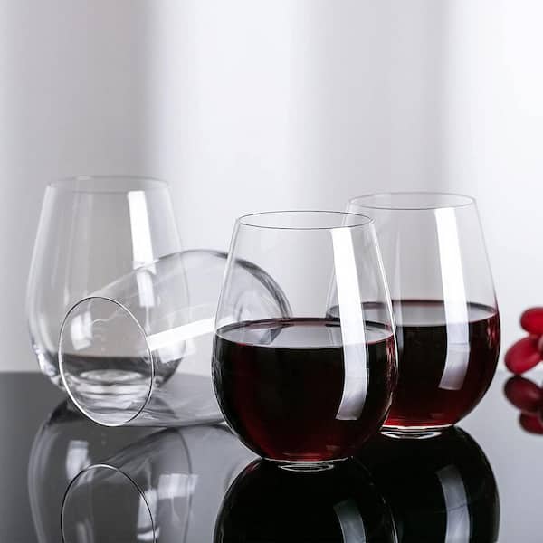 Unbranded 22 oz. Clear Glassware Set ((set of 4))-Stemless Large Red and  White Wine Glass, Hand Blown Lead Free Crystal 29CPH048070