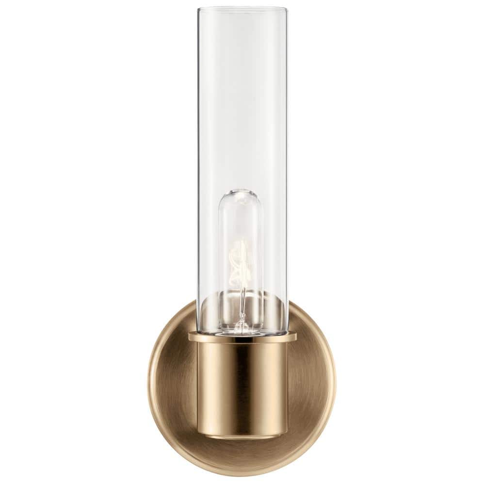 Champagne Bronze Clear Glass Dimmable Wall Sconce